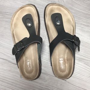 FINAL PRICE Black Thong Strap Backless Sandal